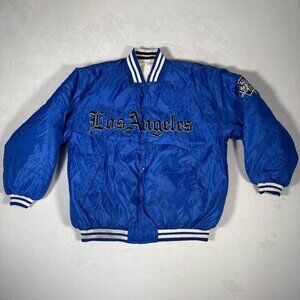 VTG Vision Sports Los Angeles LA Dodgers Puffer Bomber Jacket Men Reversible